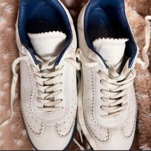 Isabel Marant Cream Leather Sneakers with Navy Accent